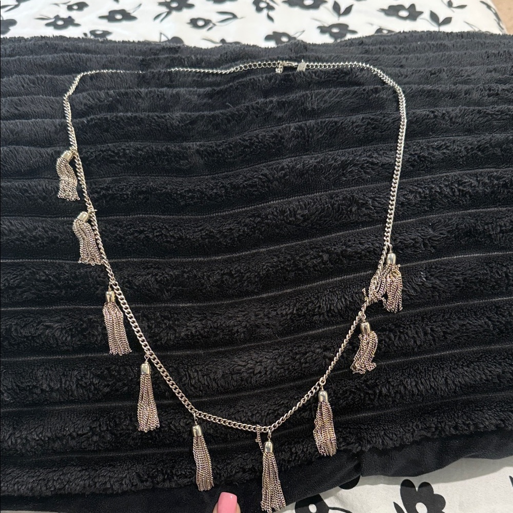 Elegant Silver Tassel Necklace